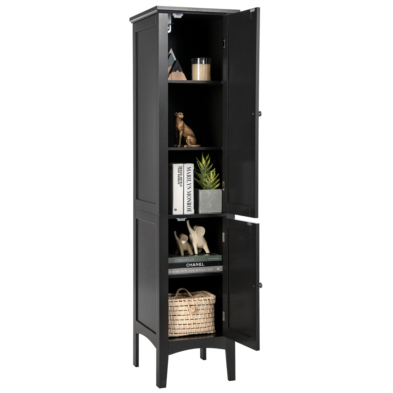 Costway Freestanding Bathroom Storage Cabinet Linen Tower Kitchen Living Room Grey\Black\Brown\White