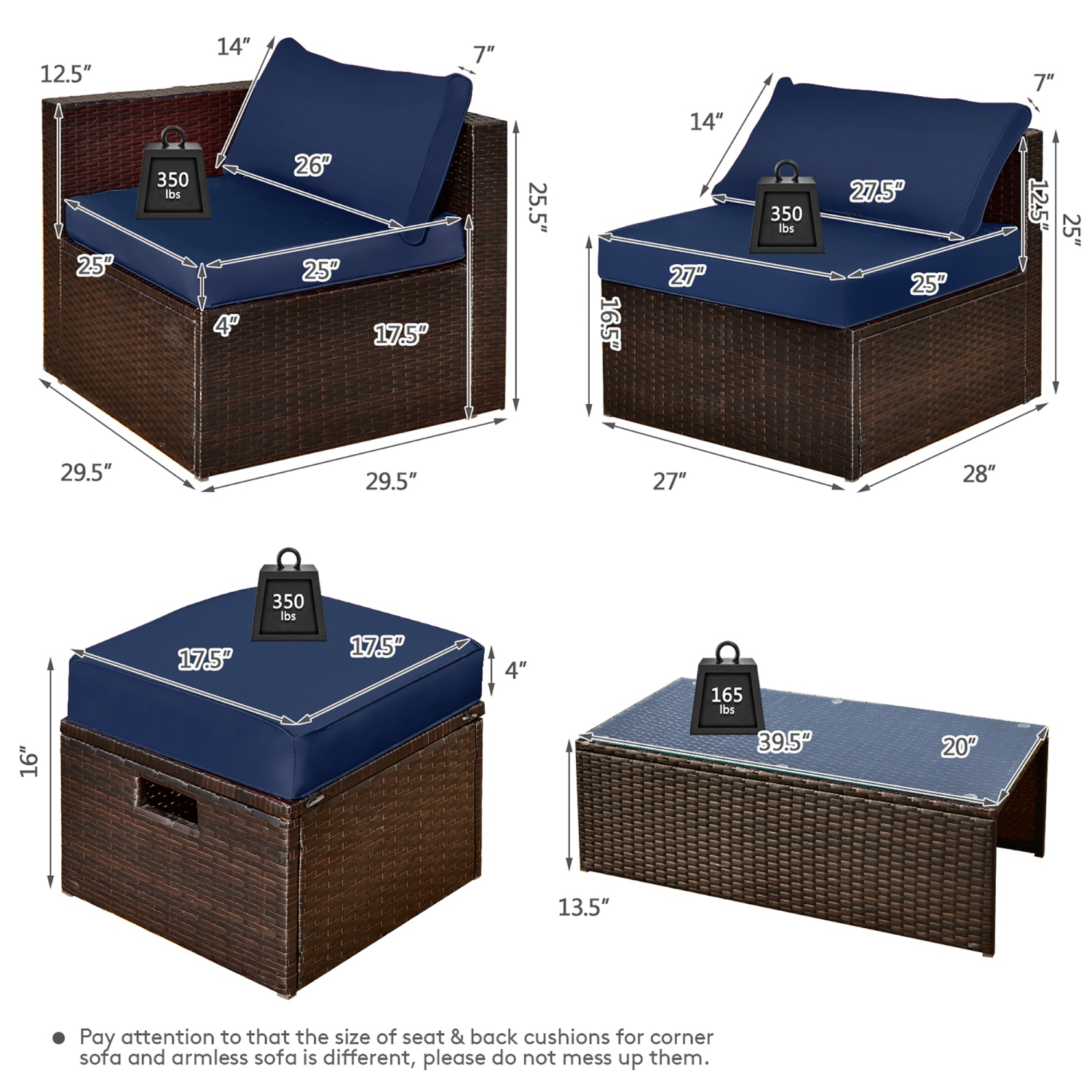 Costway 8PCS Patio Rattan Furniture Set Space-Saving Storage Cushion