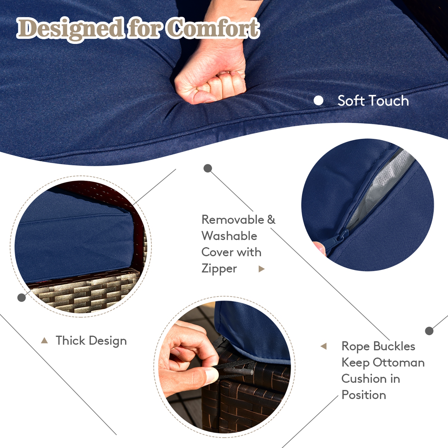 Costway 8PCS Patio Rattan Furniture Set Space-Saving Storage Cushion