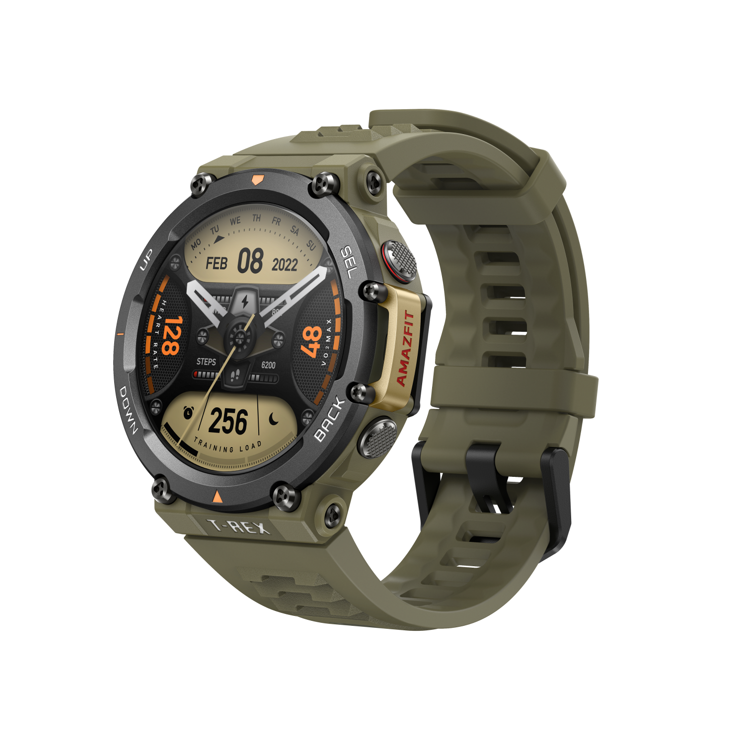 Amazfit T-Rex 2 Rugged Outdoor GPS Sports Fitness Smart Watch, 15 Military-Grade Tests, Real-time Navigation, 24-day Battery Life, 150+ Sports Modes, Waterproof (Green)
