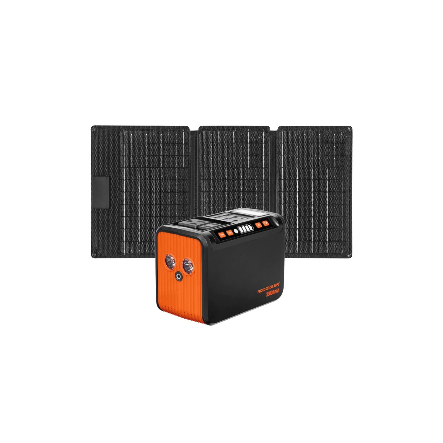 Station d'alimentation Weekender Max 80&nbsp;W + trousse de générateur solaire pliable 30&nbsp;W de ROCKSOLAR