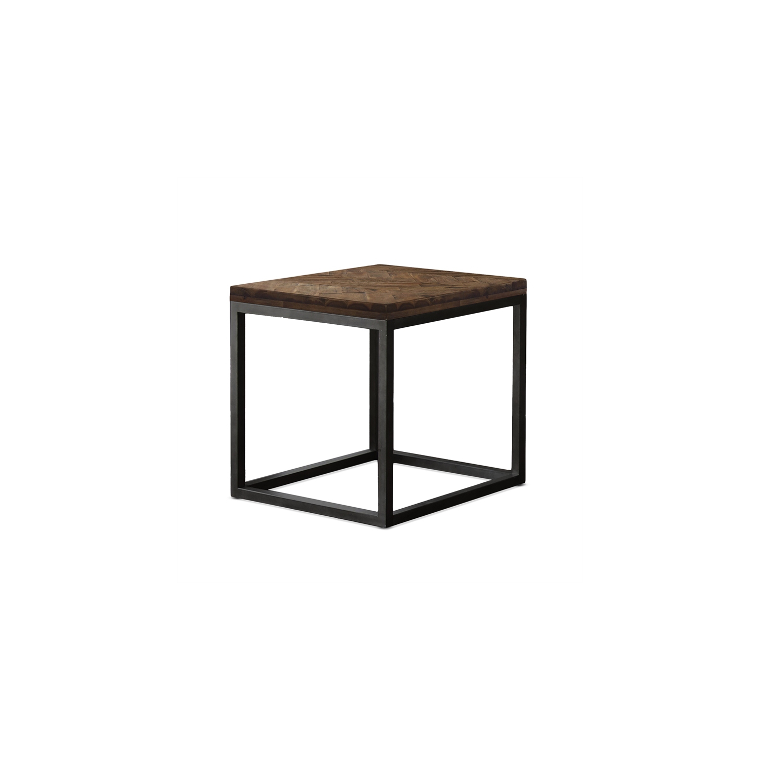 Lorenza Square End Table in Brown Distressed Wood