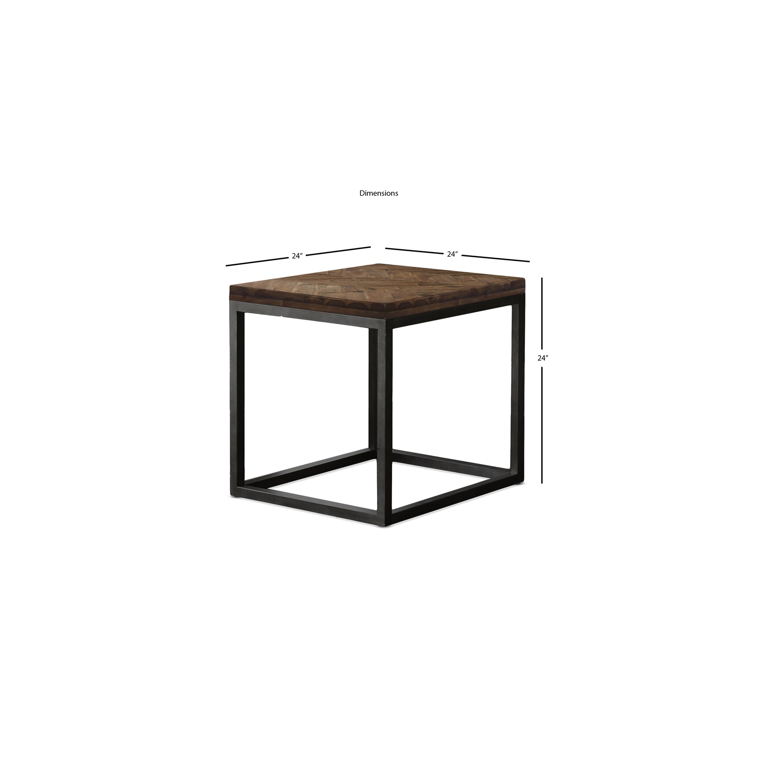 Lorenza Square End Table in Brown Distressed Wood