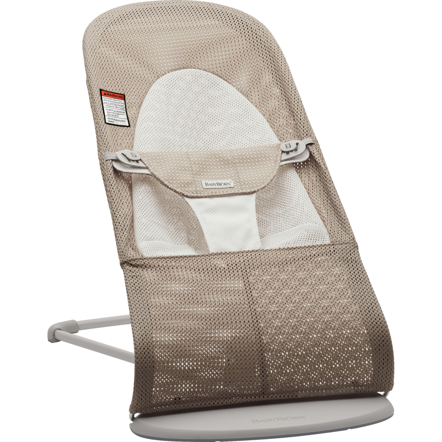 BabyBjorn Bouncer Balance Soft - Mesh, Grey Beige/White on Light Grey Frame
