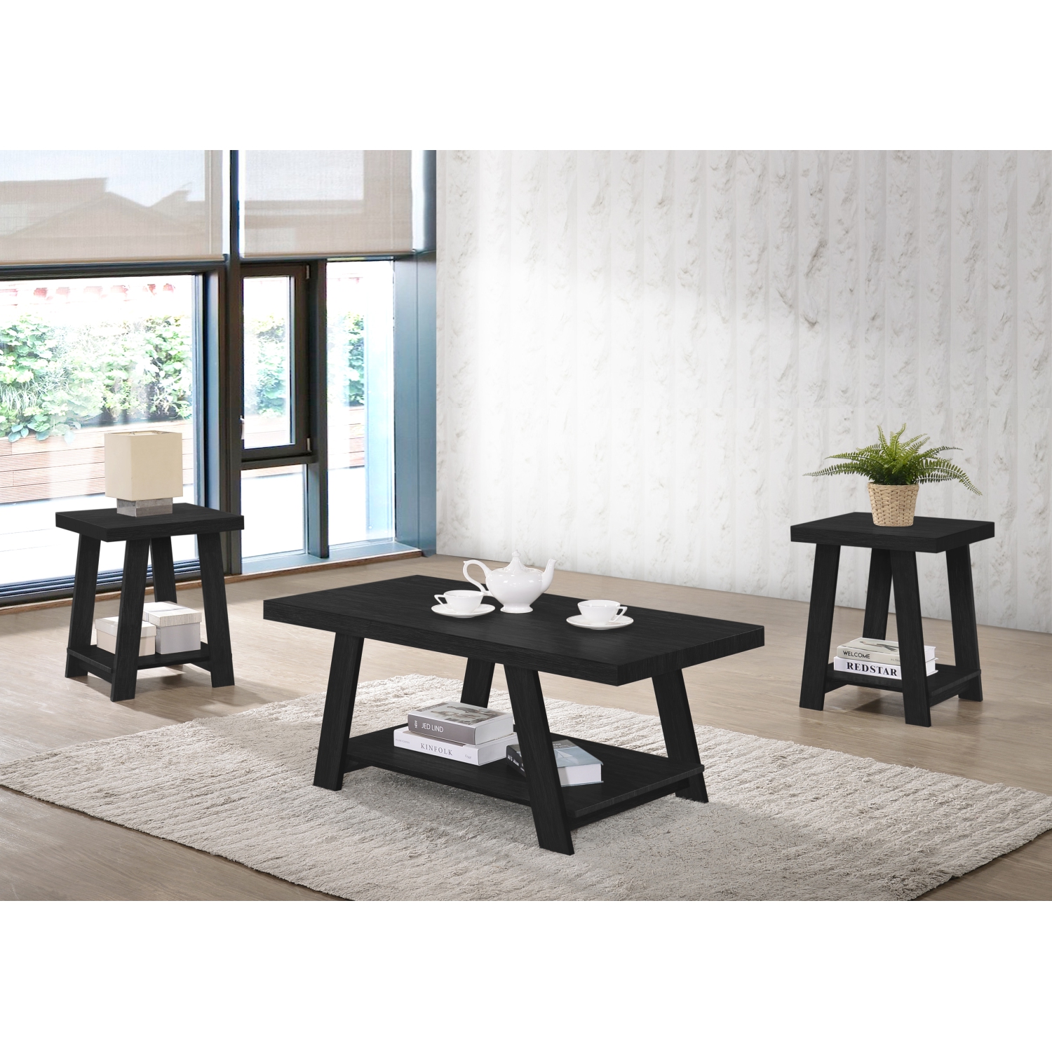 Aerys Gustine Coffee Table set in Black