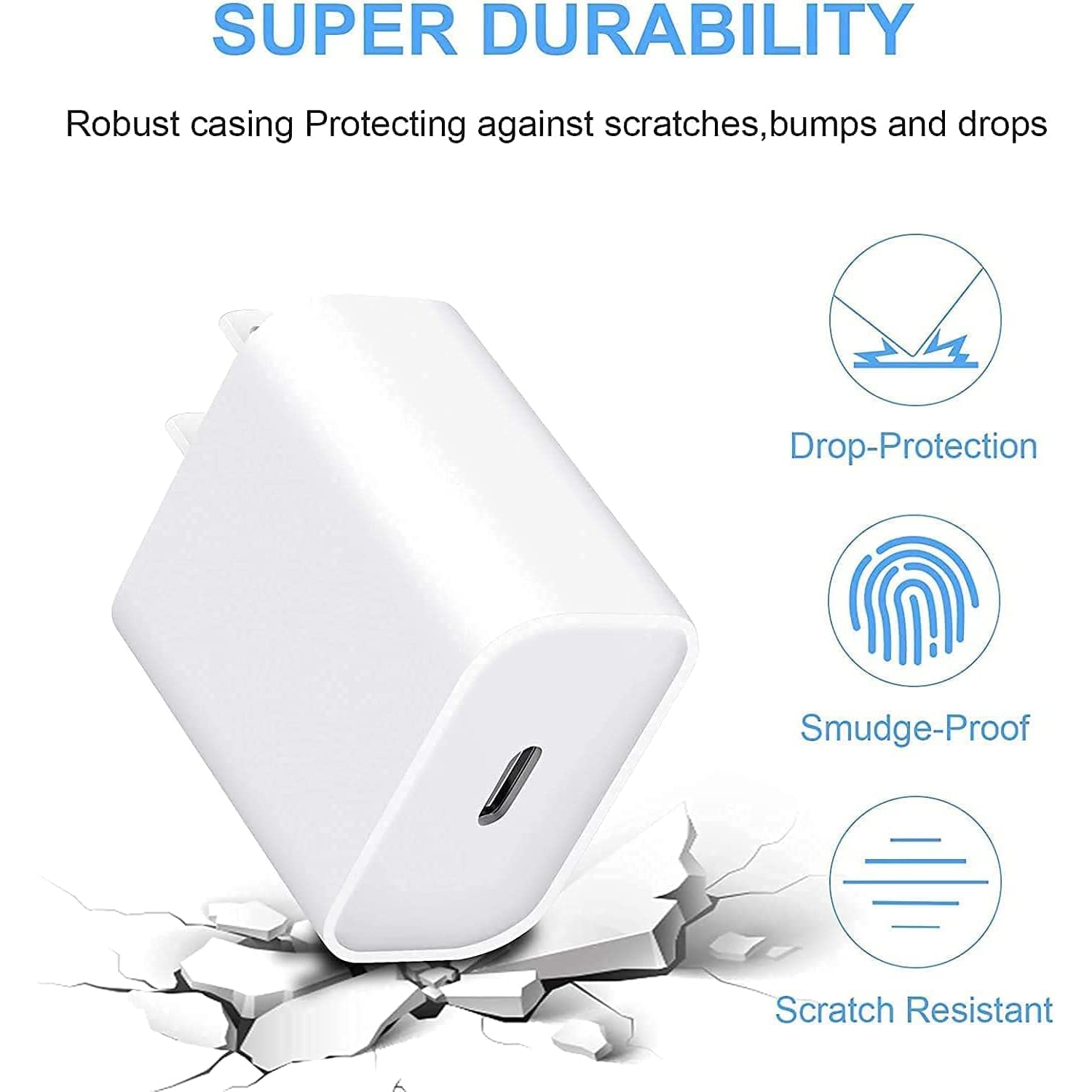 TEDLIN Chargeur rapide pour iPhone 20 W de type C PD avec câble de 2 m compatible avec iPhone iPad AirPods