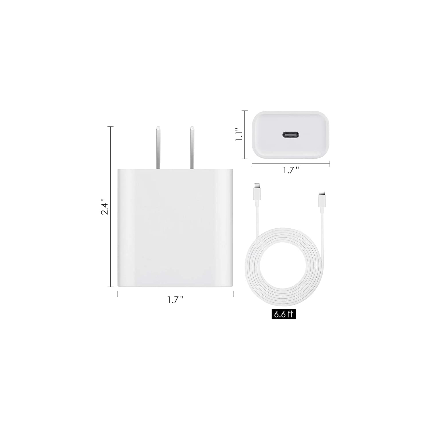 TEDLIN Chargeur rapide pour iPhone 20 W de type C PD avec câble de 2 m compatible avec iPhone iPad AirPods