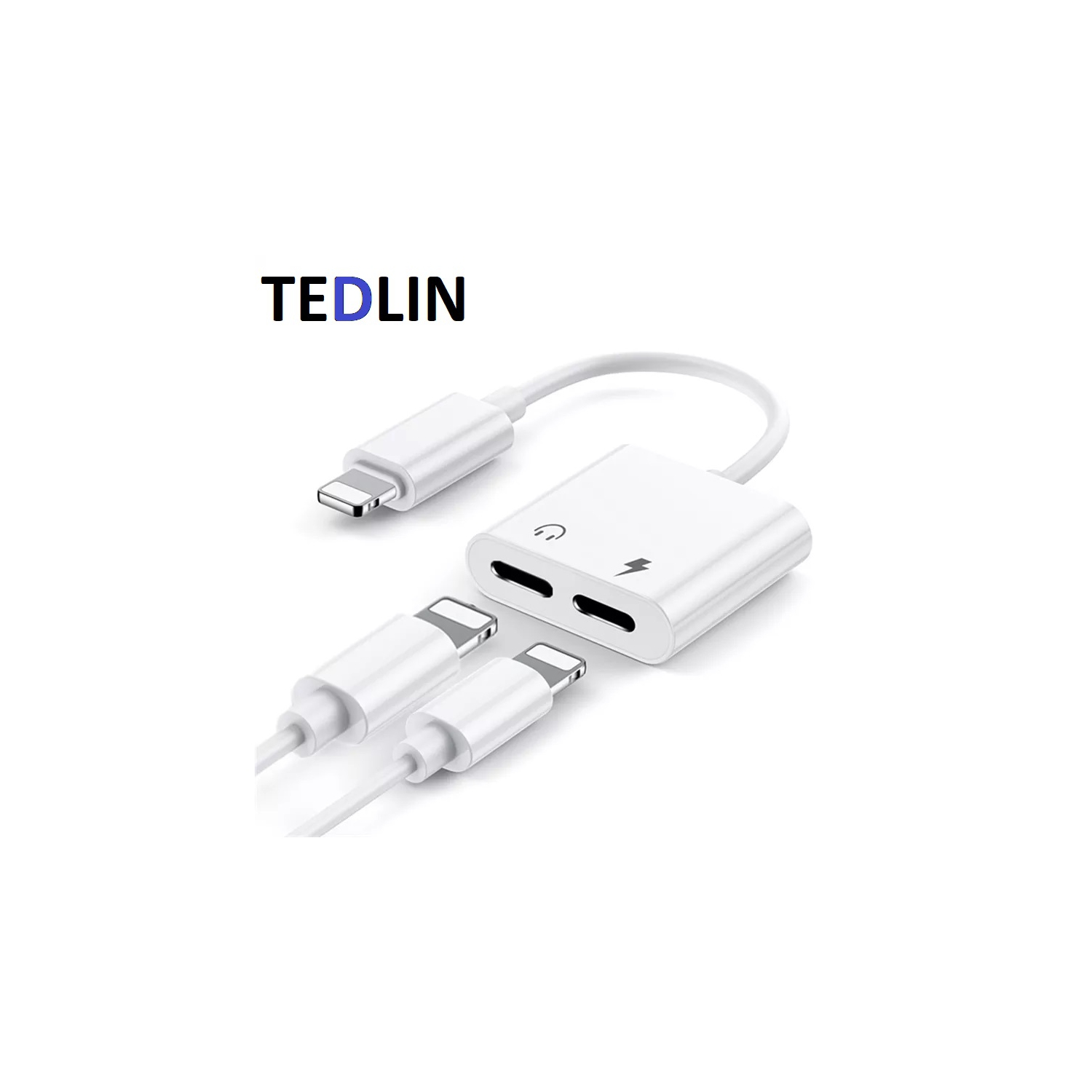 TEDLIN 2 in 1 Dual Lightning Headphone Jack Adapter Splitter with Audio & Charge for iPhone