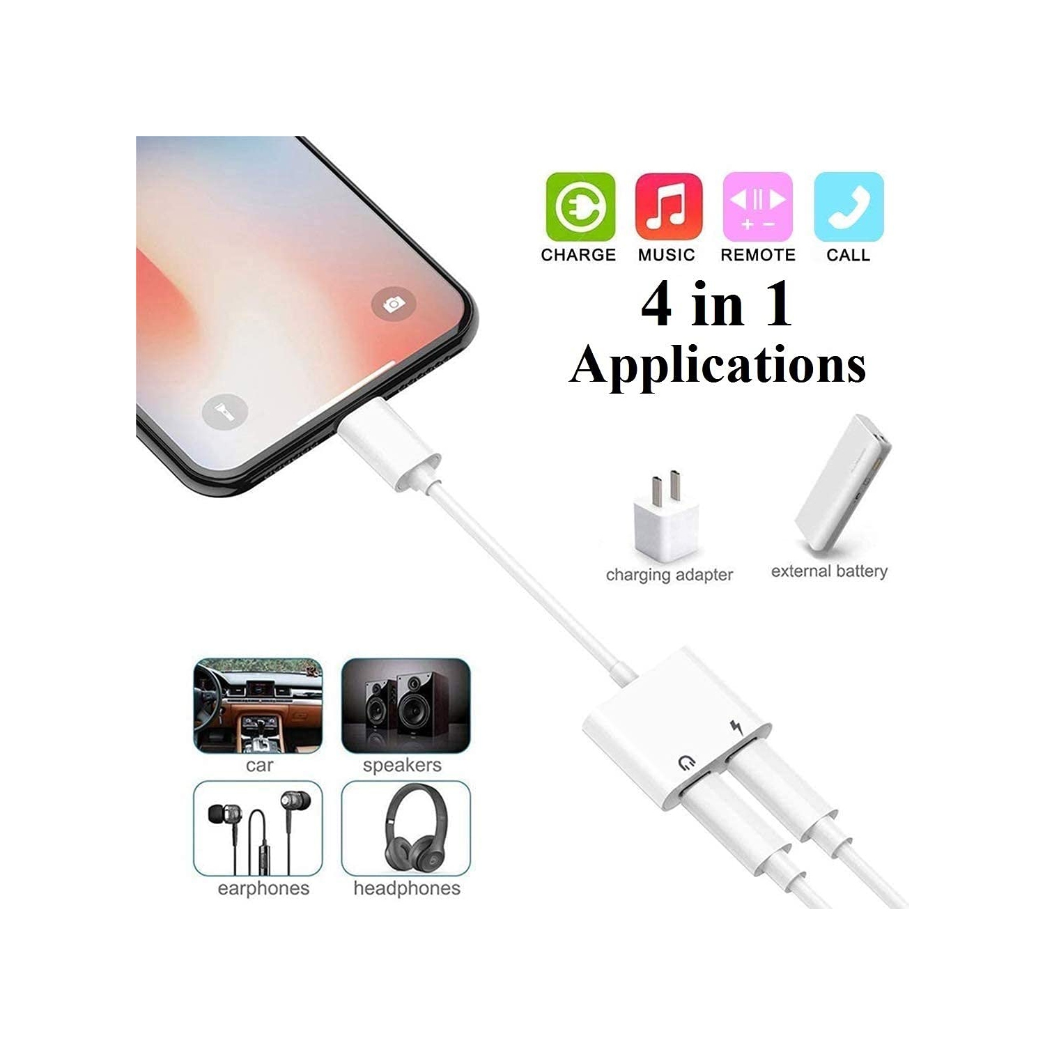 TEDLIN 2 in 1 Dual Lightning Headphone Jack Adapter Splitter with Audio & Charge for iPhone