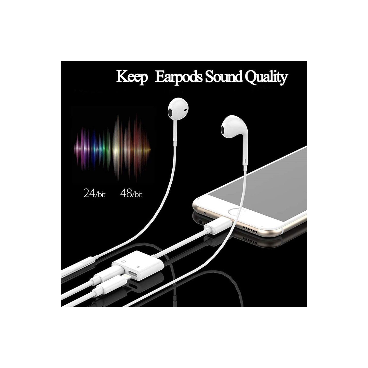 TEDLIN 2 in 1 Dual Lightning Headphone Jack Adapter Splitter with Audio & Charge for iPhone