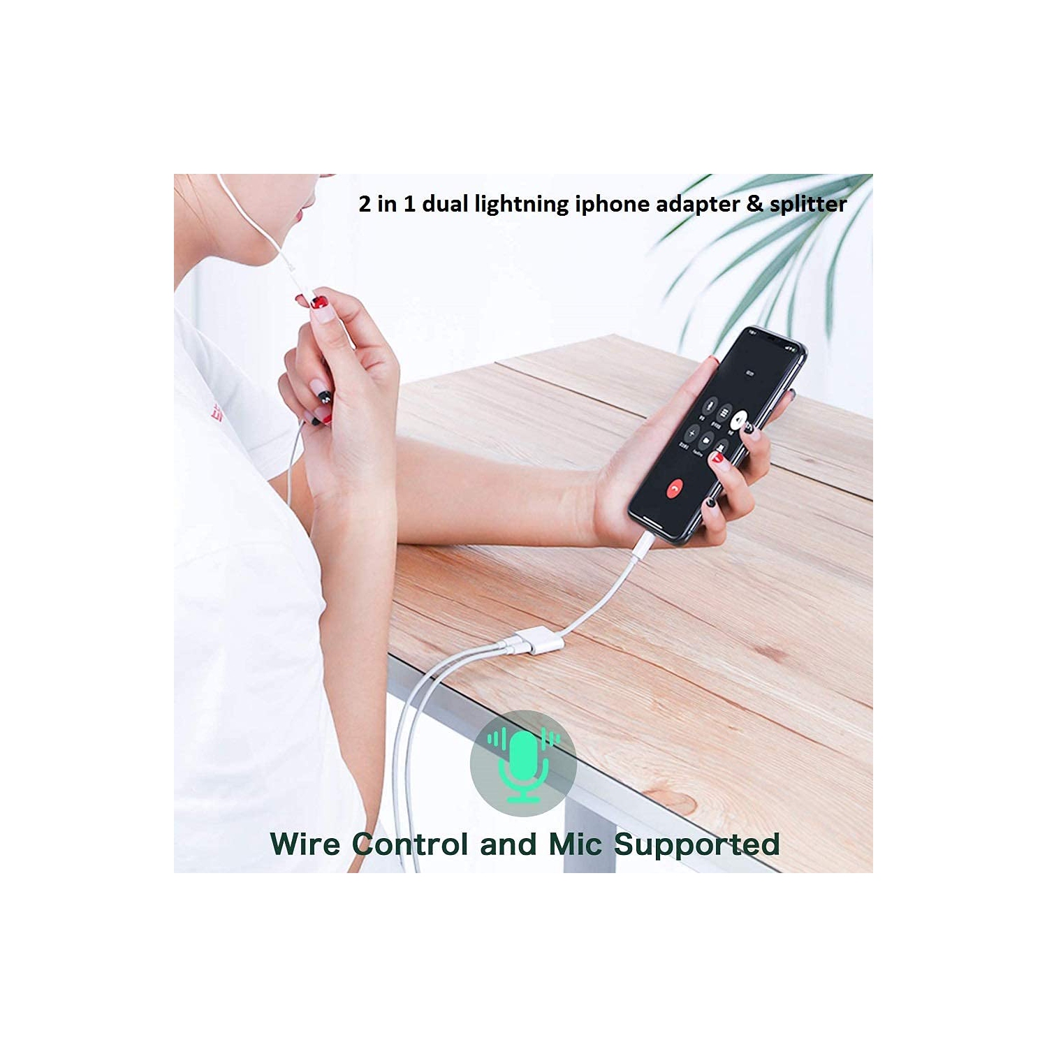 TEDLIN 2 in 1 Dual Lightning Headphone Jack Adapter Splitter with Audio & Charge for iPhone