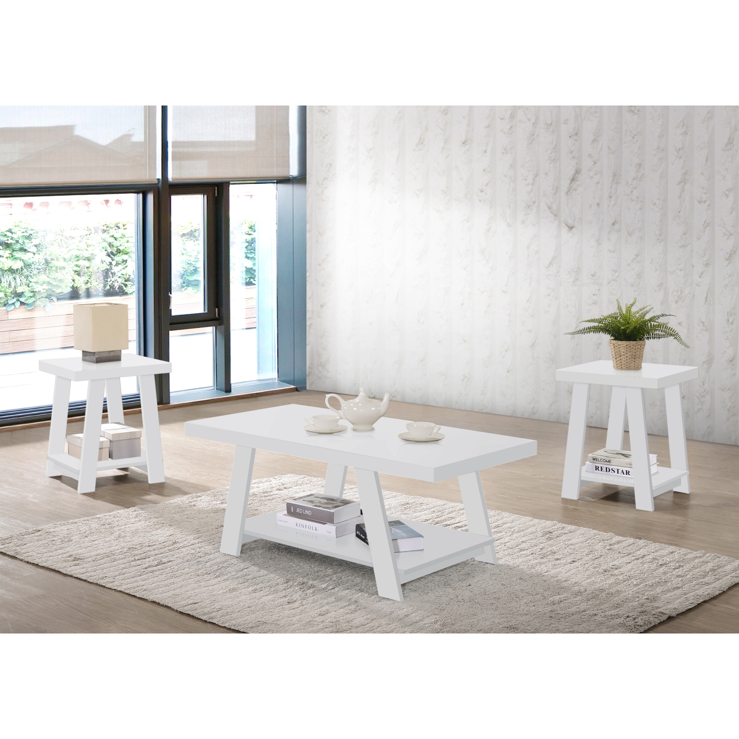 Aerys Gustine Coffee Table set in White