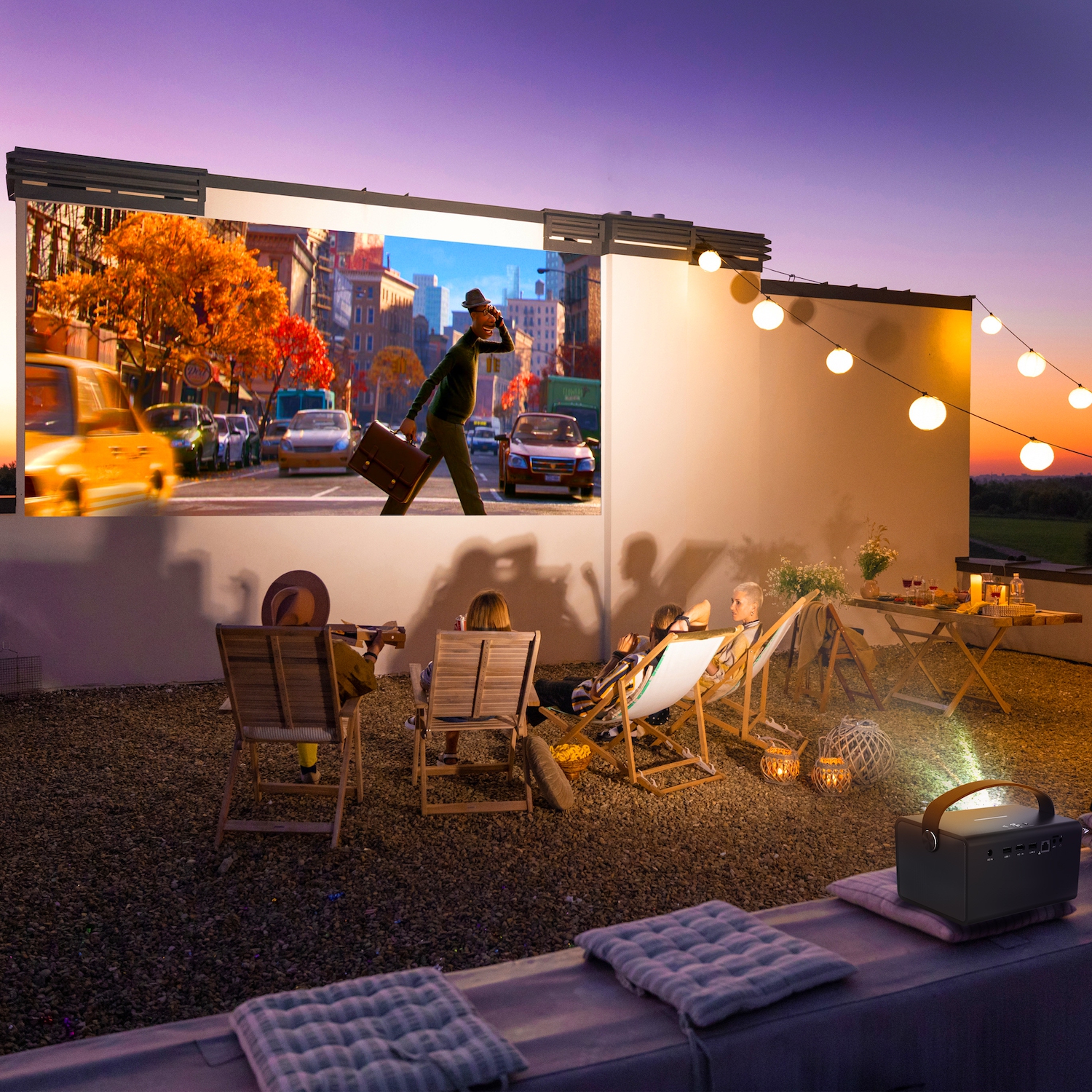 Rexing PV7 Pro Smart DLP Projector 600ANSI with 3D Projection, Wi-Fi, Bluetooth - Gray