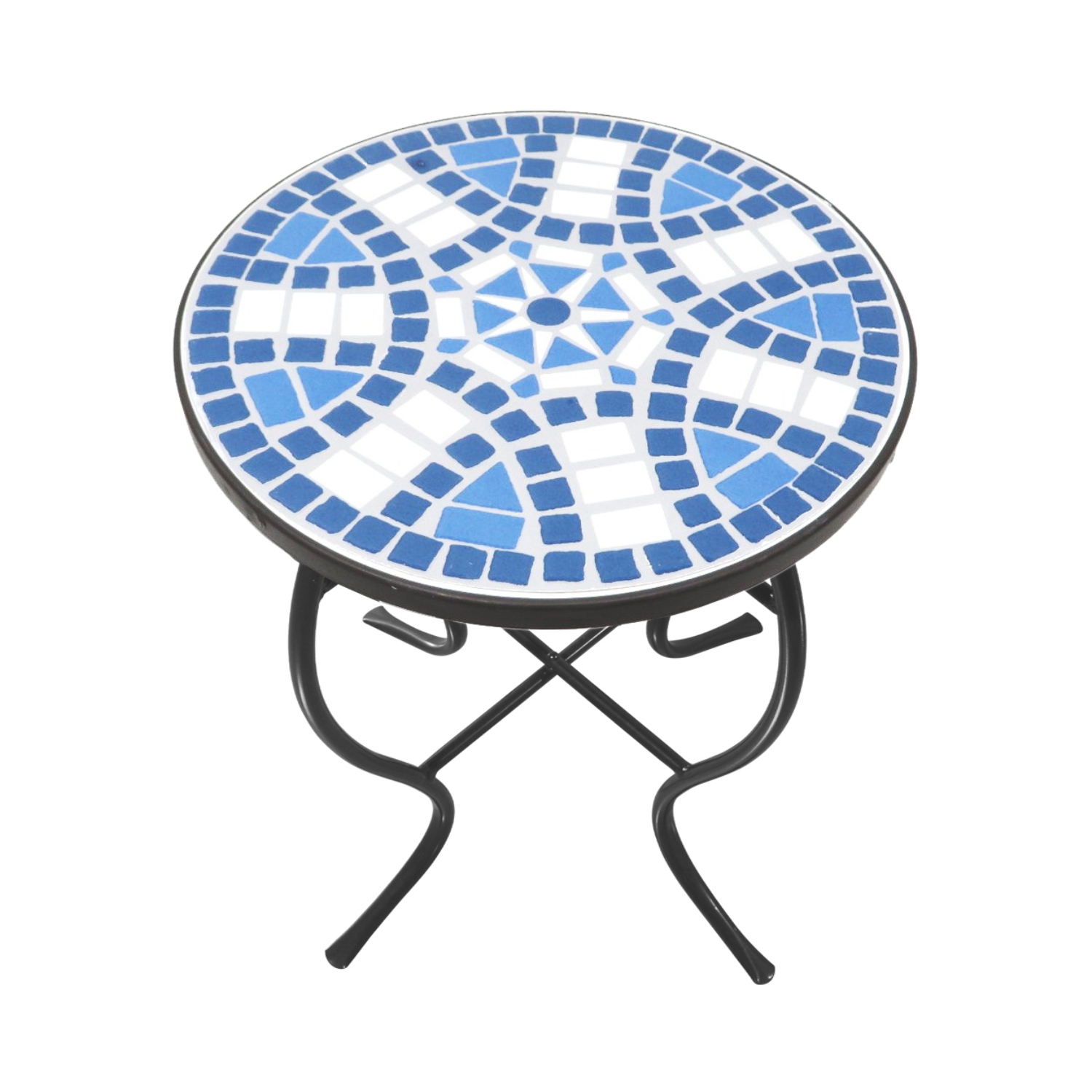 Mosaic Art Collection Blue Daisy Accent Table