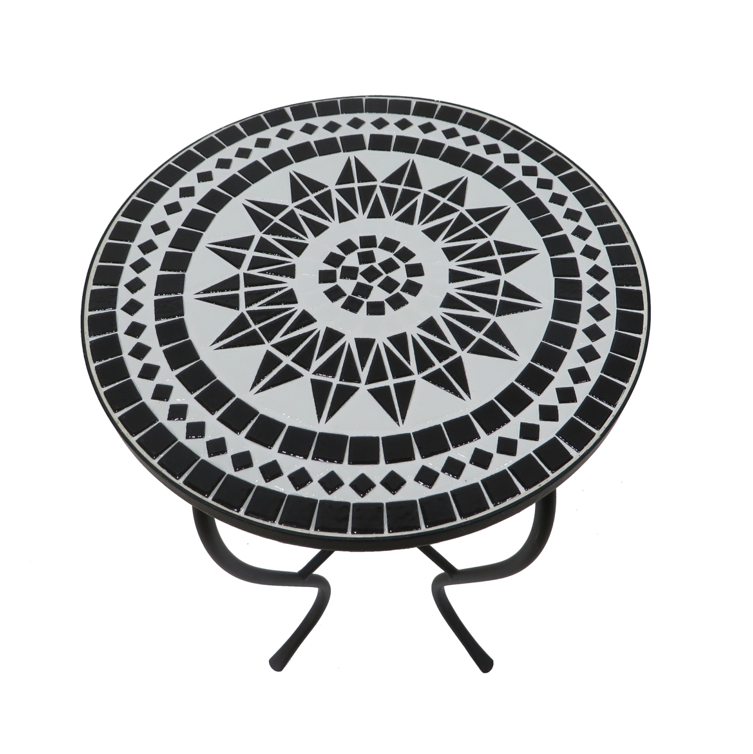 Mosaic Art Collection Black Lily Accent Table