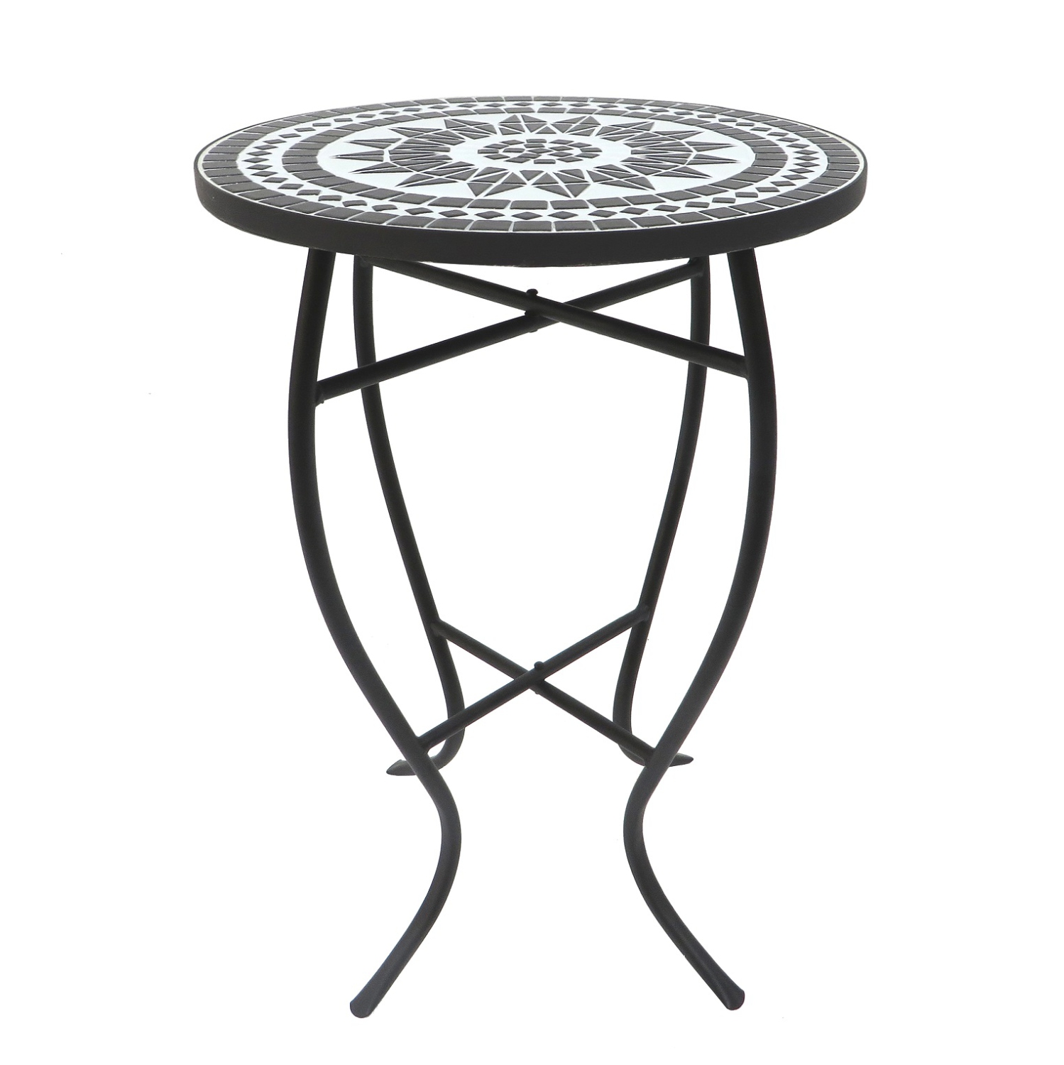 Mosaic Art Collection Black Lily Accent Table