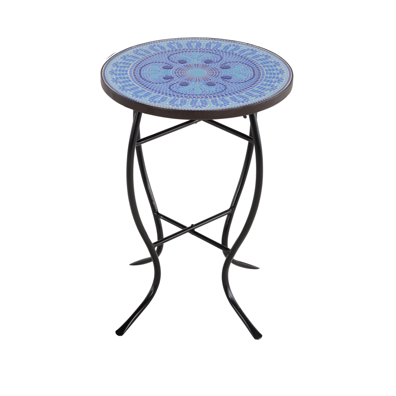 Mosaic Art Collection Pansies Blue Accent Table