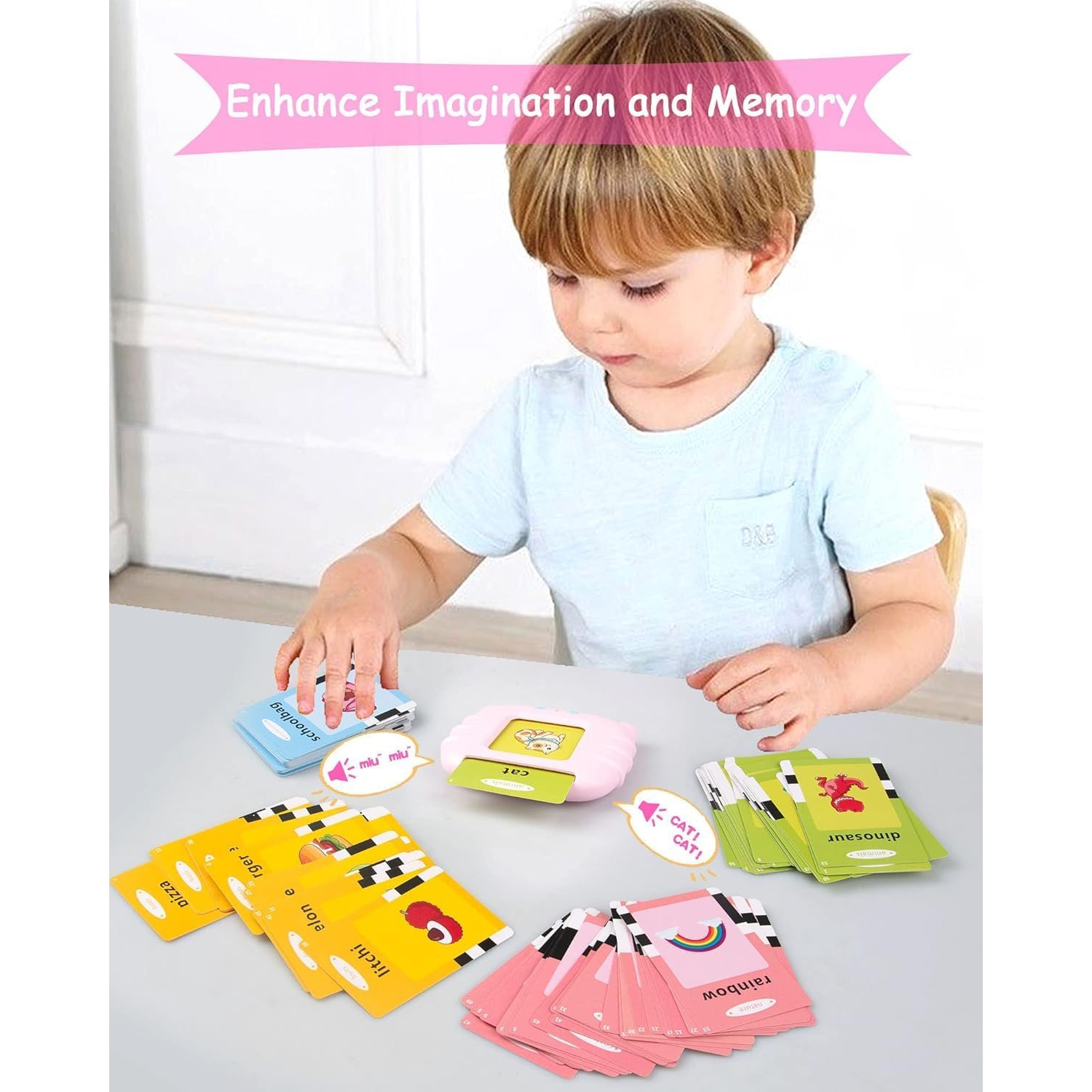 384 Words Toddler Learning Toys - Audible Talking Flash Cards, Sensory Toys for Autism, Sight Words Flashcard Device for Kids