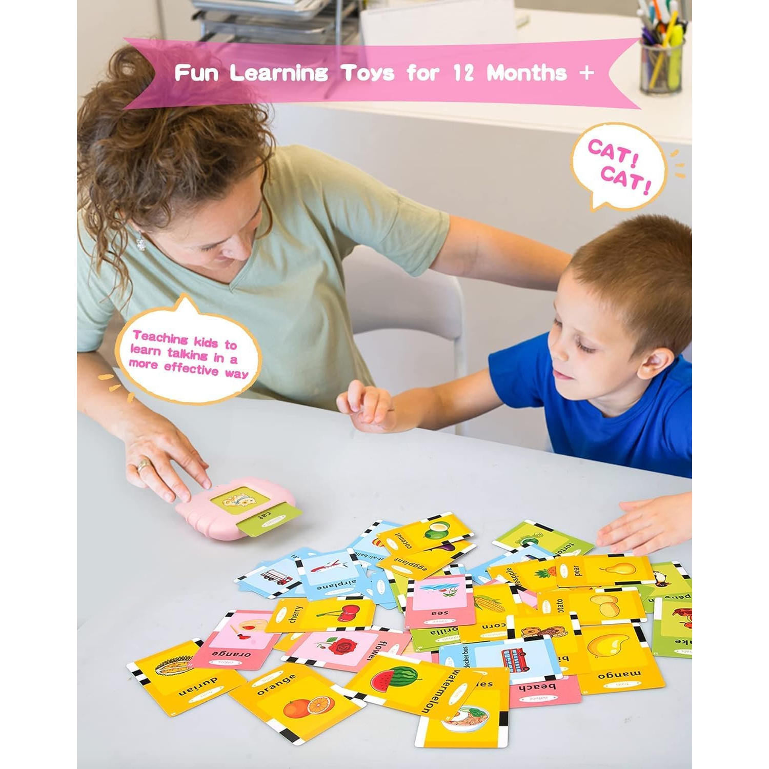 384 Words Toddler Learning Toys - Audible Talking Flash Cards, Sensory Toys for Autism, Sight Words Flashcard Device for Kids