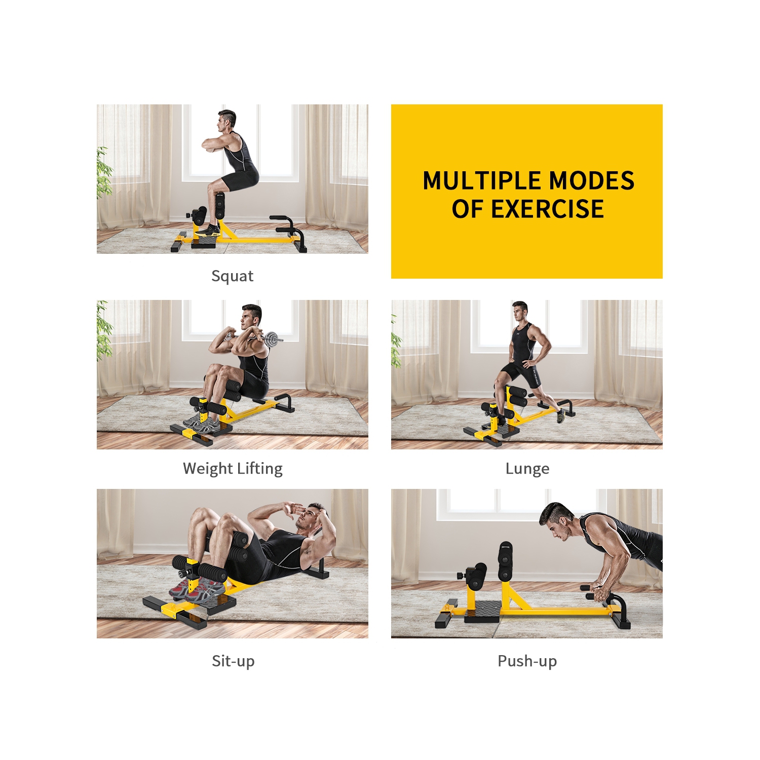 3-in-1 Sissy Squat Ab Workout Home Gym Sit Up Machine