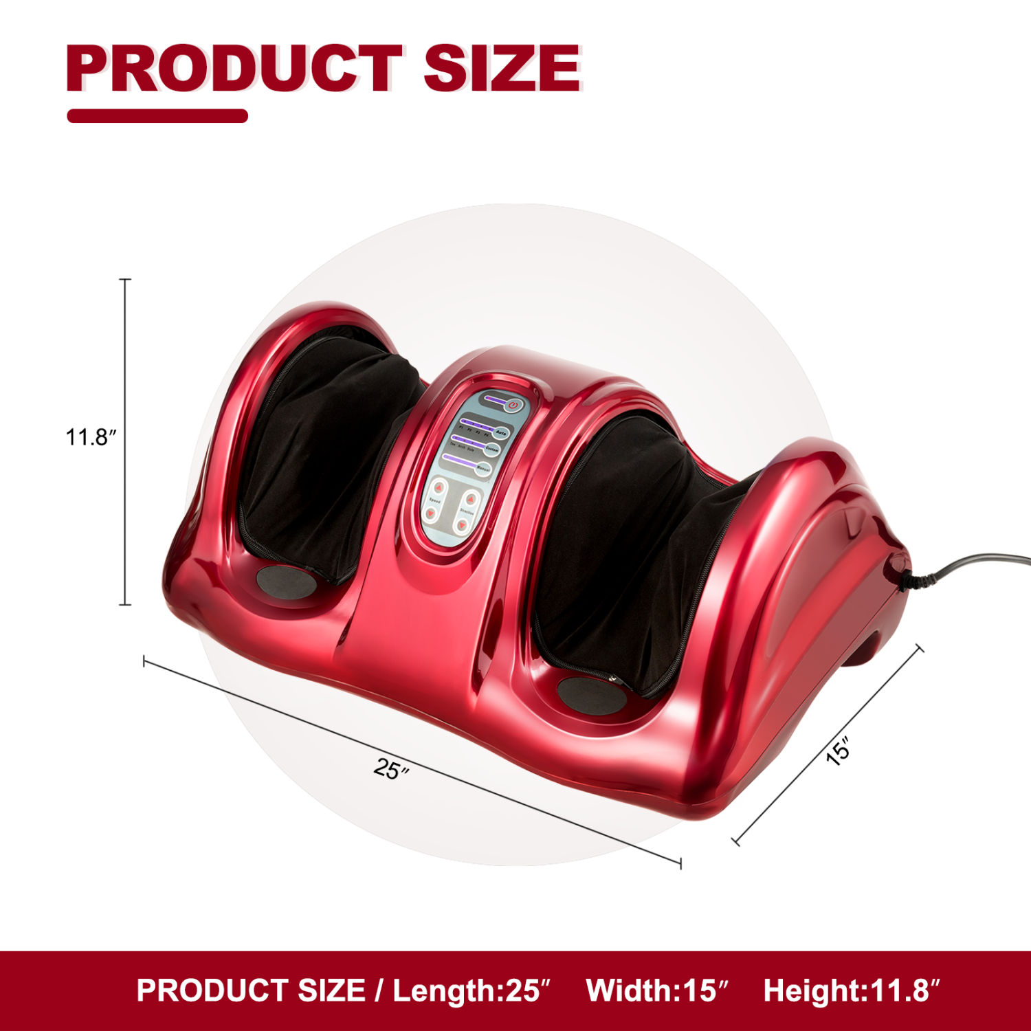 Compact foot massager with high intensity massage rollers for home or office use