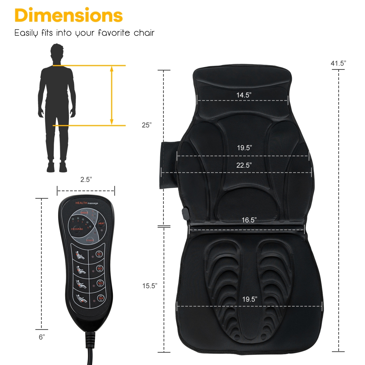 Vibration Massage Car Seat Cushion with 10 Vibration Motors