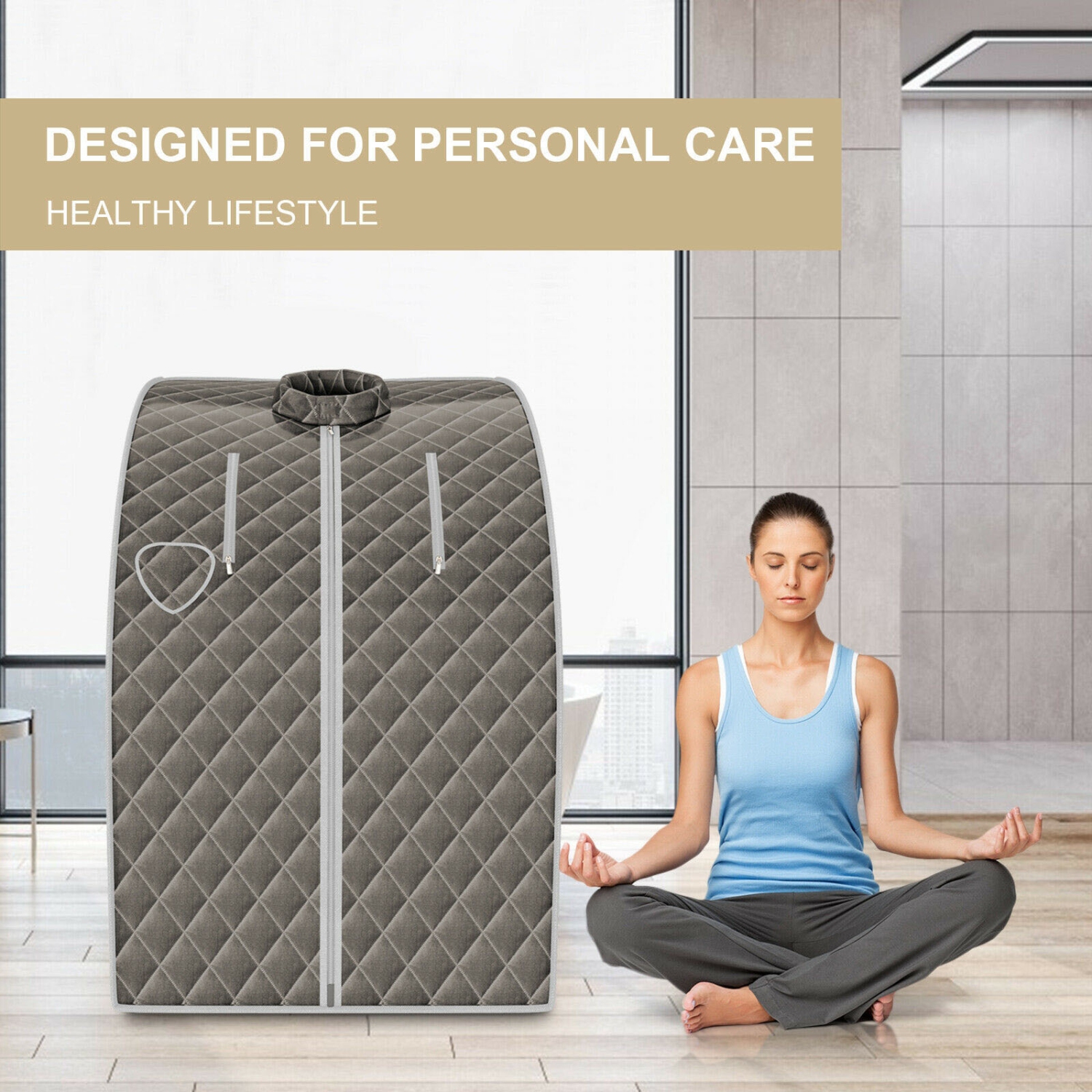 Portable Personal Steam Sauna with 3L Steamer and Fold-able Chair for Home Use