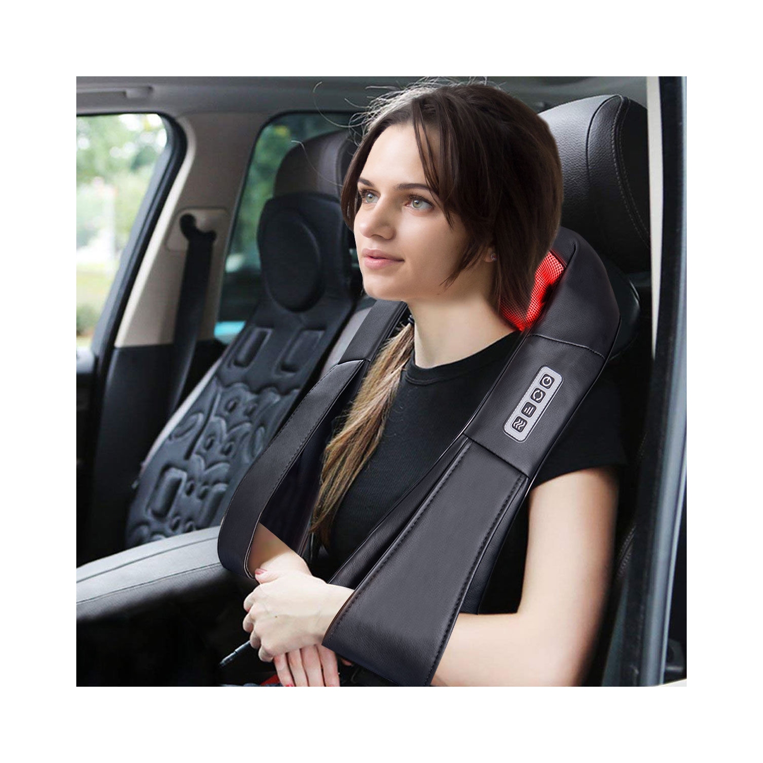 Electric Back and Neck Kneading Shoulder Massager with Heat Straps