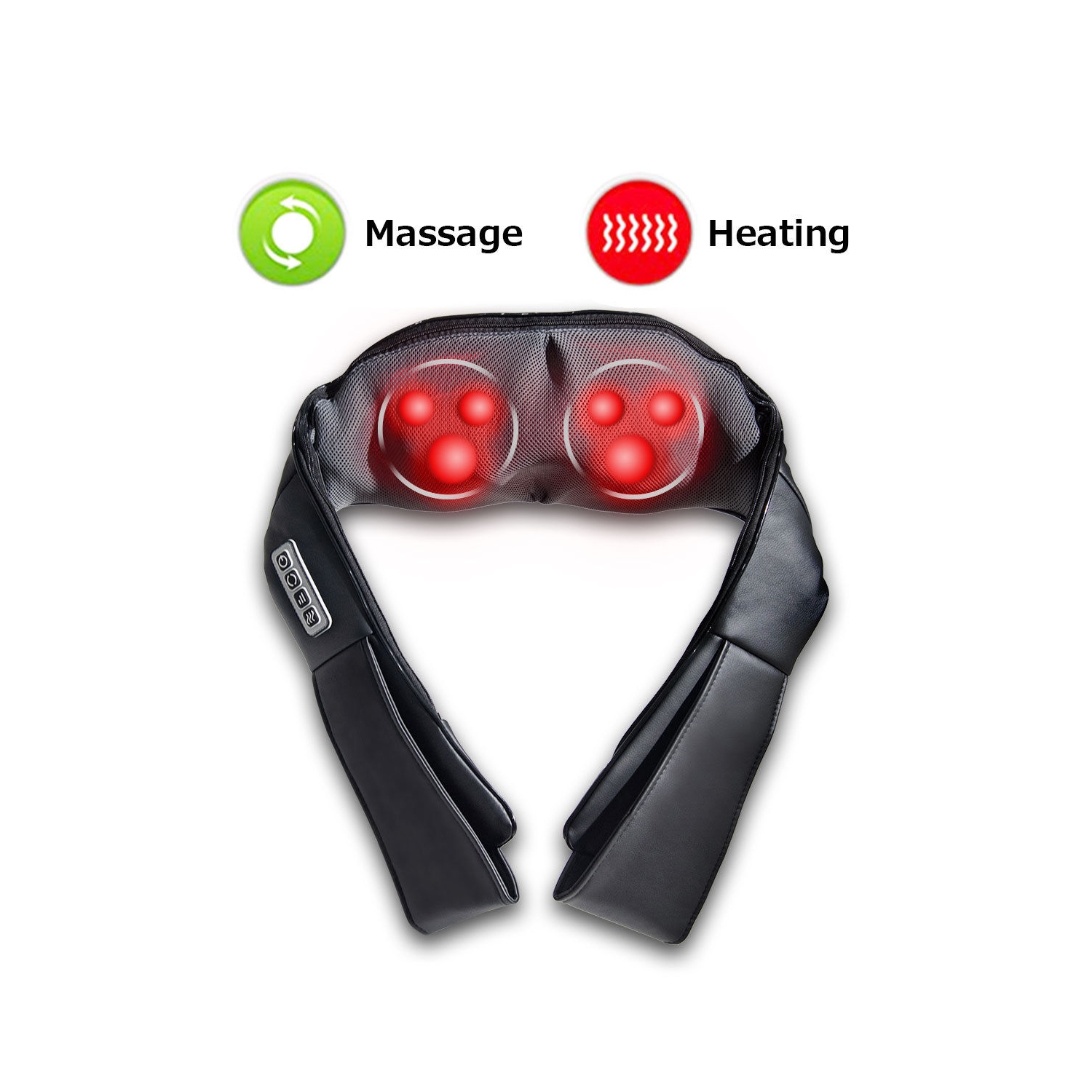 Electric Back and Neck Kneading Shoulder Massager with Heat Straps