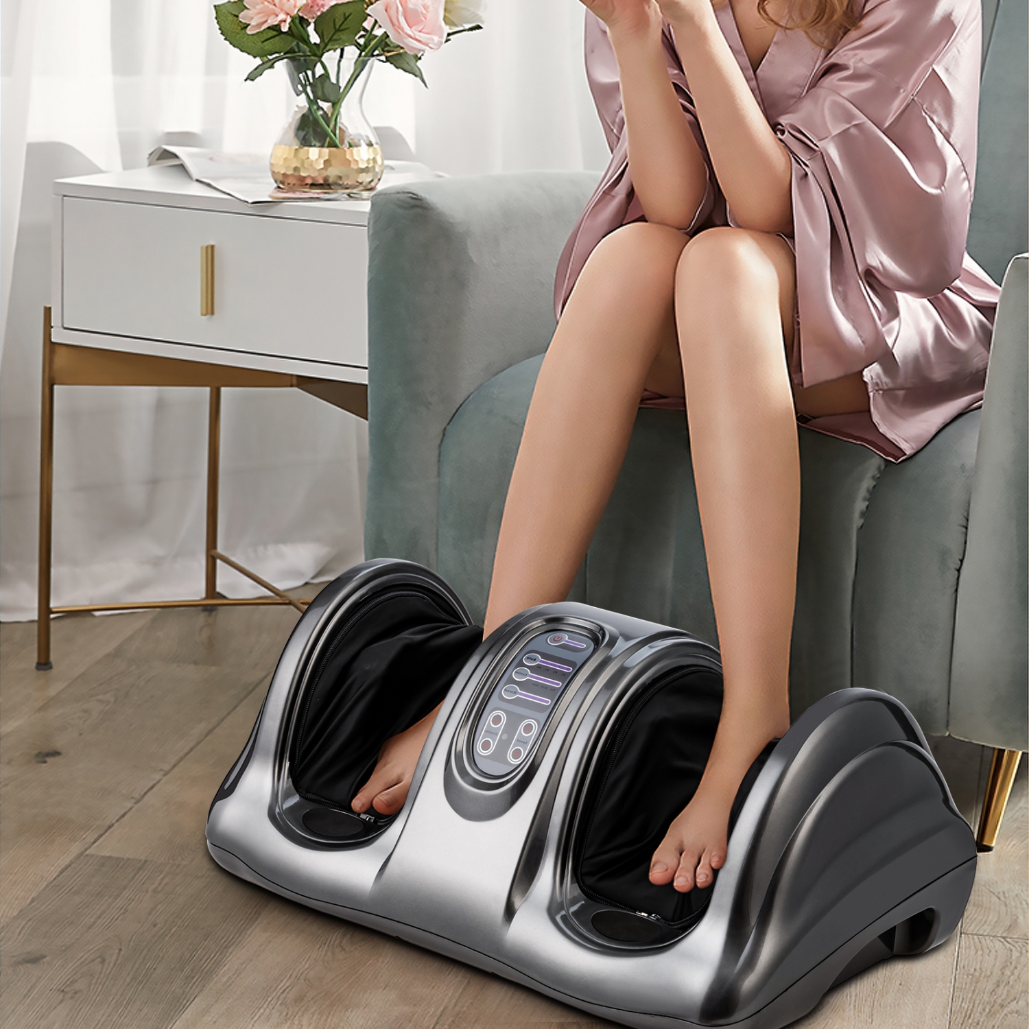 Appareil de massage compact pour les pieds avec rouleaux de massage à haute intensité pour la maison ou le bureau