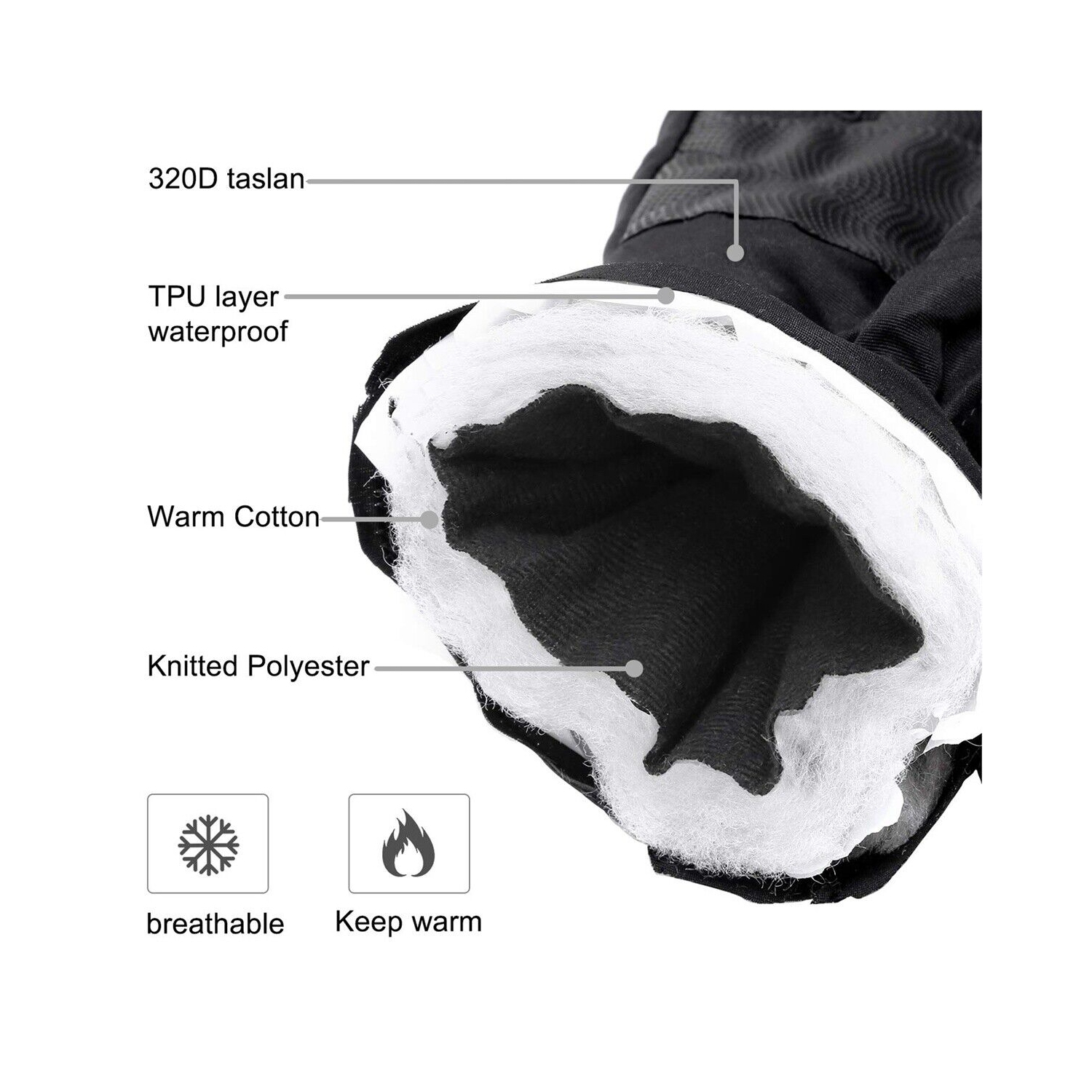 Gants de planche à neige étanches et résistants au vent pour le ski et la planche à neige