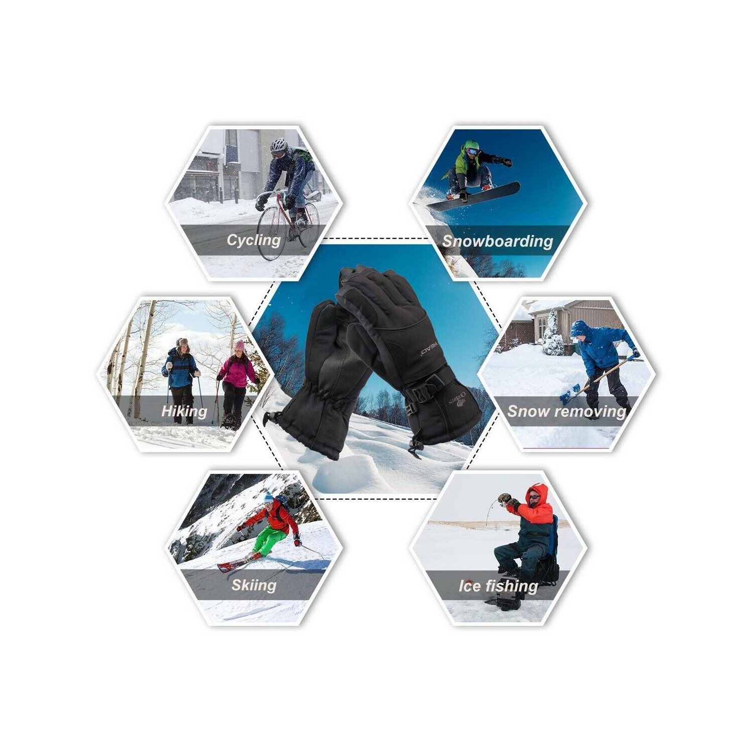 Gants de planche à neige étanches et résistants au vent pour le ski et la planche à neige