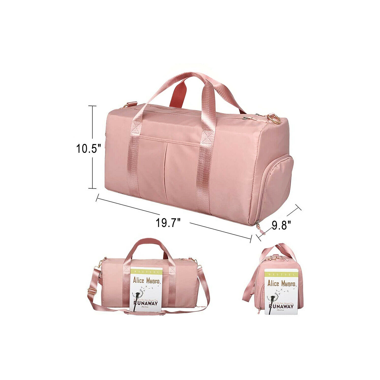 Women Dry Wet Separated Gym Bag with Shoes Compartment for Sport & Travel, Pink