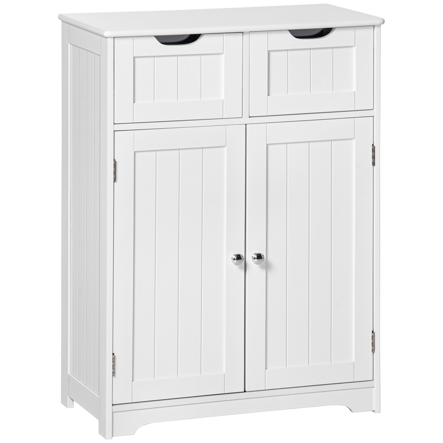 kleankin Freestanding Bathroom Storage Cabinet, Bathroom Floor Cabinet with 2 Drawers, Adjustable Shelf, for Living Room or Entryway, White