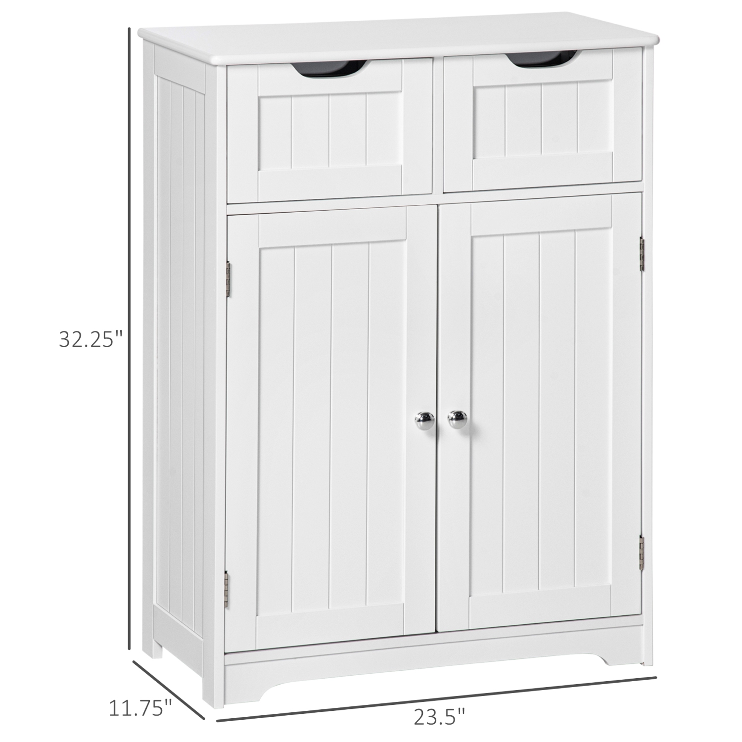 kleankin Freestanding Bathroom Storage Cabinet, Bathroom Floor Cabinet with 2 Drawers, Adjustable Shelf, for Living Room or Entryway, White