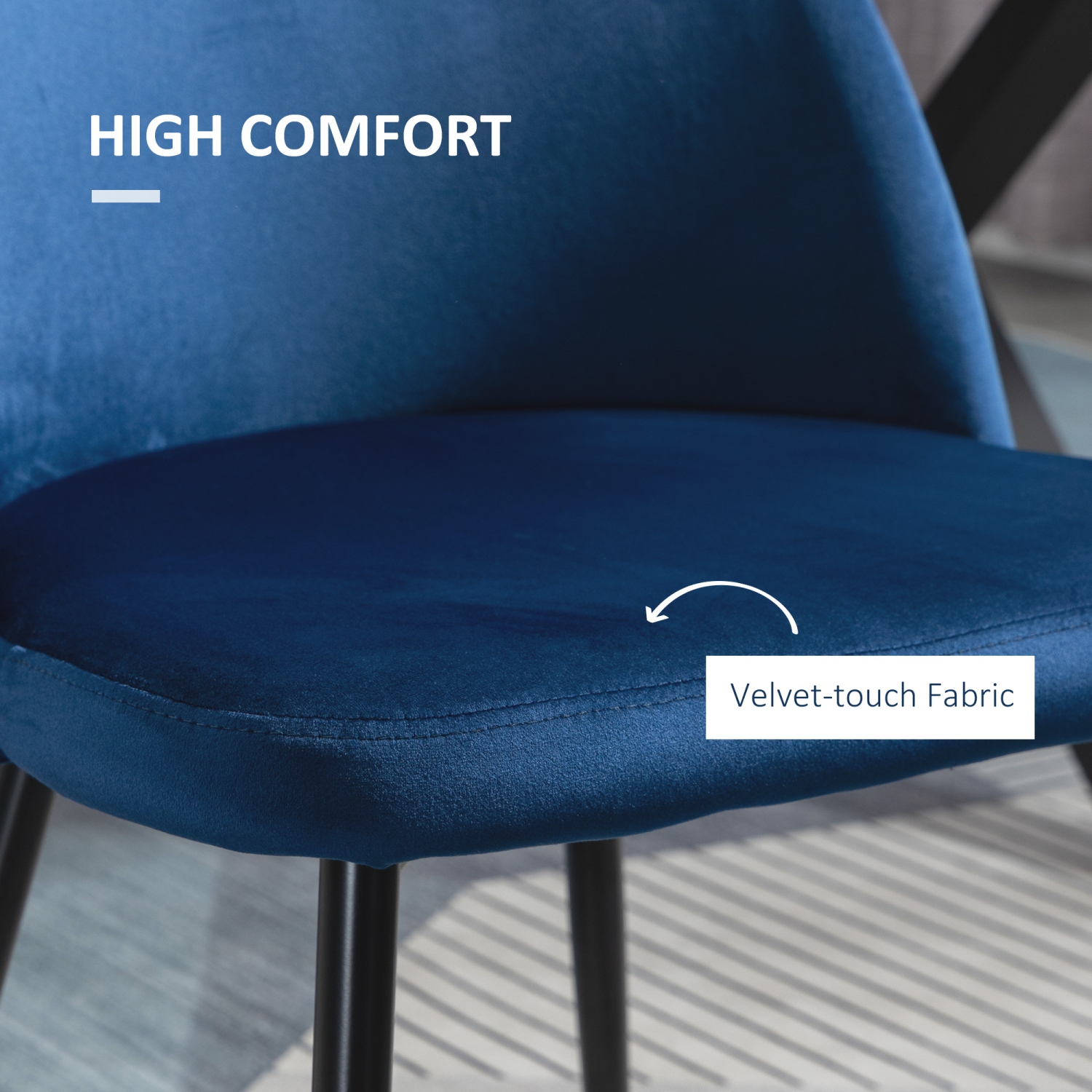 HOMCOM – Ensemble de 2 chaises de salle à manger modernes, chaises de cuisine rembourrées en velours à dossier mi-hauteur, chaise d’appoint pour