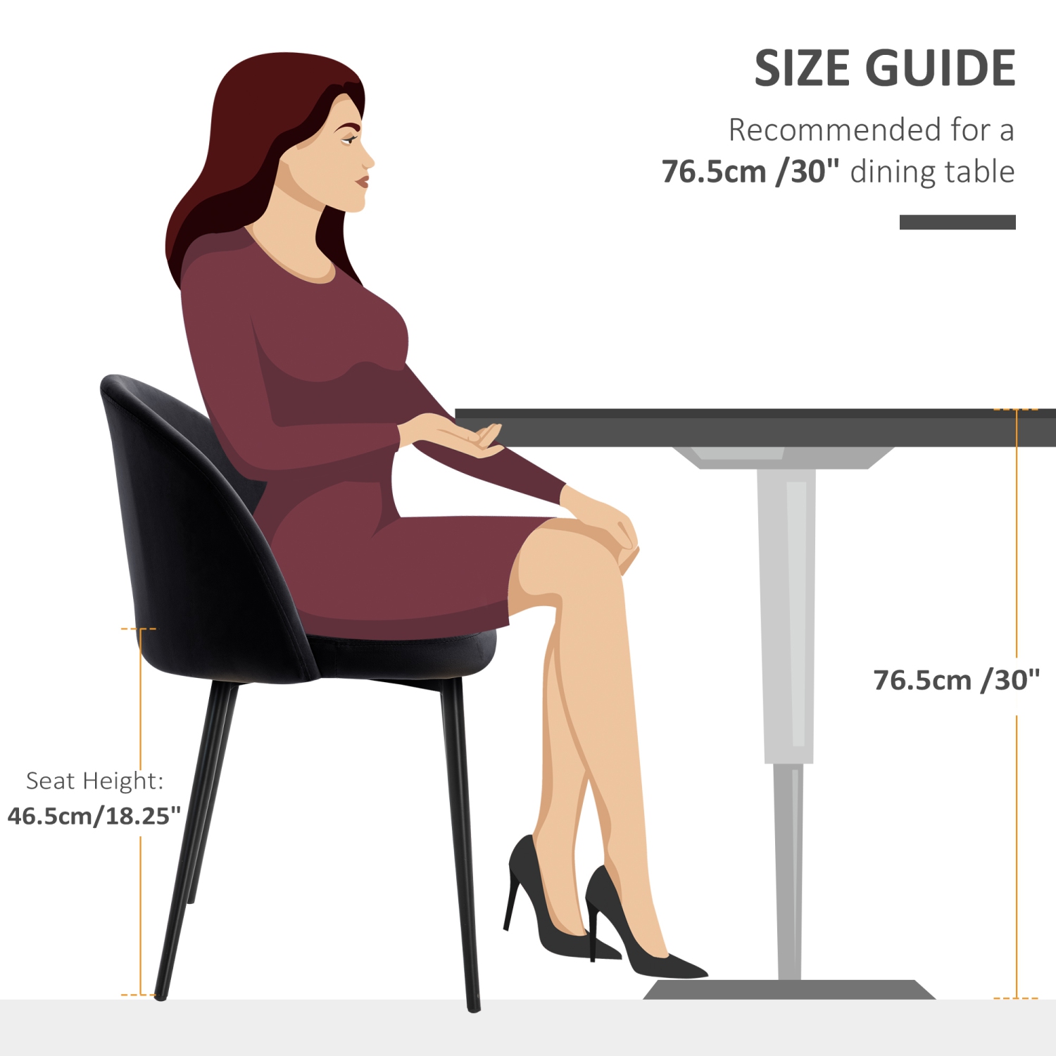HOMCOM – Ensemble de 2 chaises de salle à manger modernes, chaises de cuisine rembourrées en velours à dossier mi-hauteur, chaise d’appoint pour
