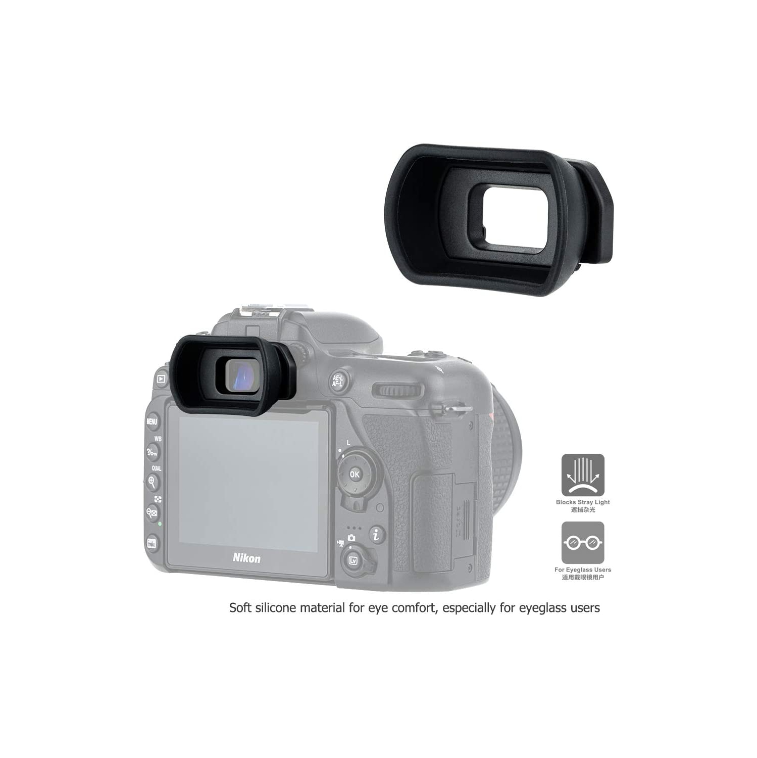 Kiwifotos Long Soft Viewfinder Eyecup Eyepiece for Nikon D750 D780 D610 D600 D7500 D7200 D7100 D7000 D5200 D5100 D5000 D3500 D3400 D3300 D3200 D3100