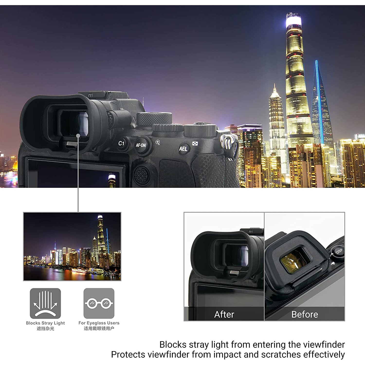 Viseur Kiwifotos Soft long FDA-EP19 viseur oeilleton pour appareil photo A7IV A7 IV A7M4 A7S III A7SIII A7S3 A1 Alpha 1 de Sony