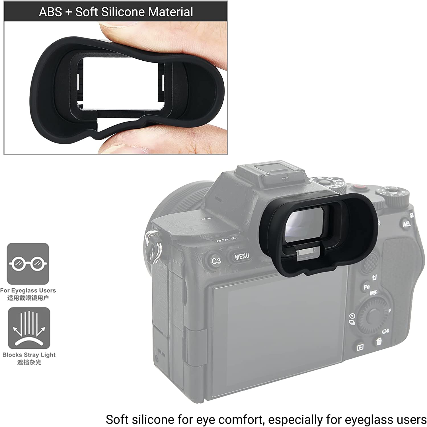 Viseur Kiwifotos Soft long FDA-EP19 viseur oeilleton pour appareil photo A7IV A7 IV A7M4 A7S III A7SIII A7S3 A1 Alpha 1 de Sony