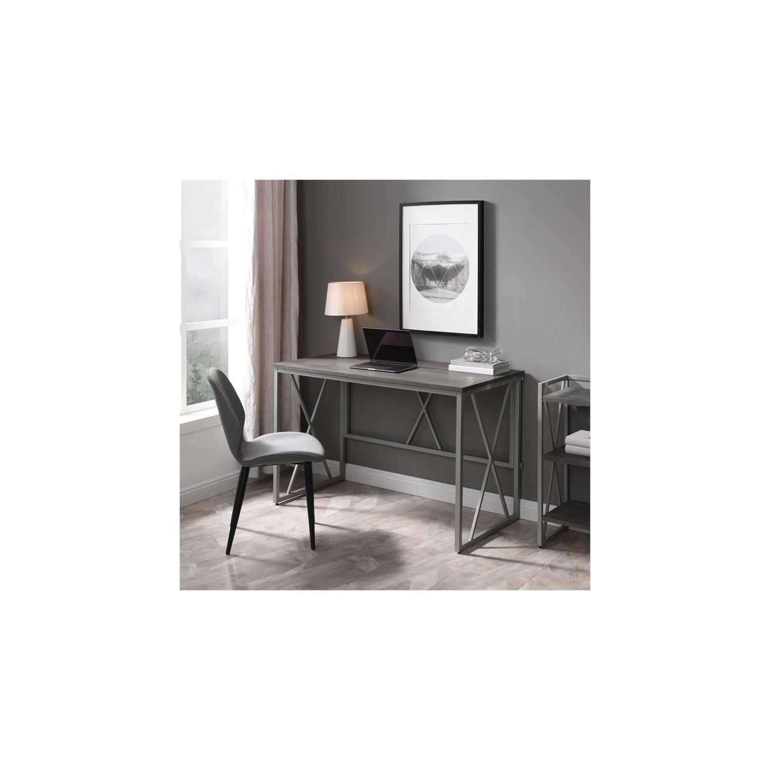 Leick Home 70002-WWNK Collapsible X Desk in Weathered Wood/Satin Nickel