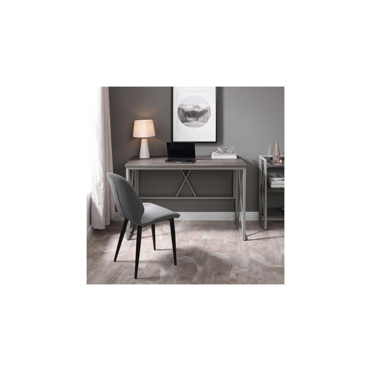 Leick Home 70002-WWNK Collapsible X Desk in Weathered Wood/Satin Nickel