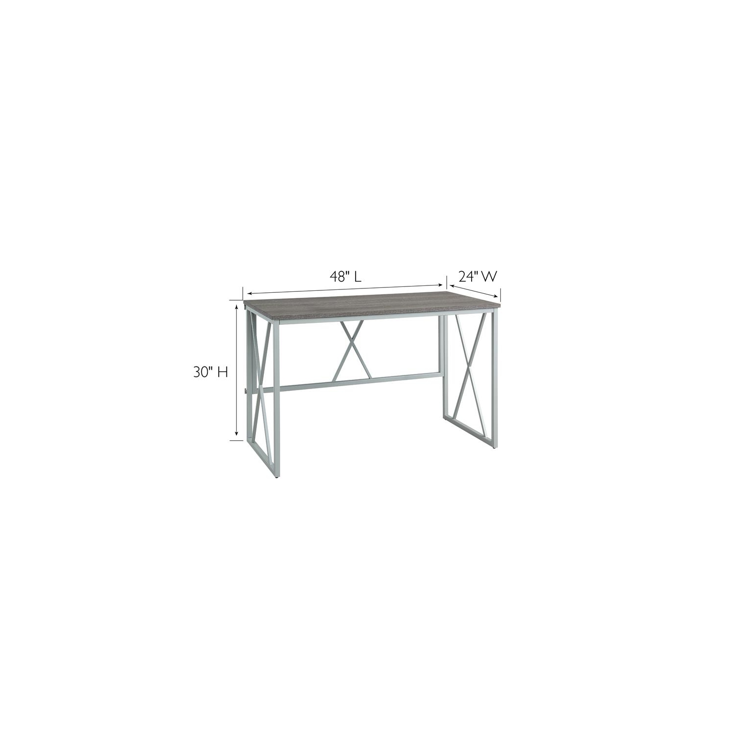 Leick Home 70002-WWNK Collapsible X Desk in Weathered Wood/Satin Nickel