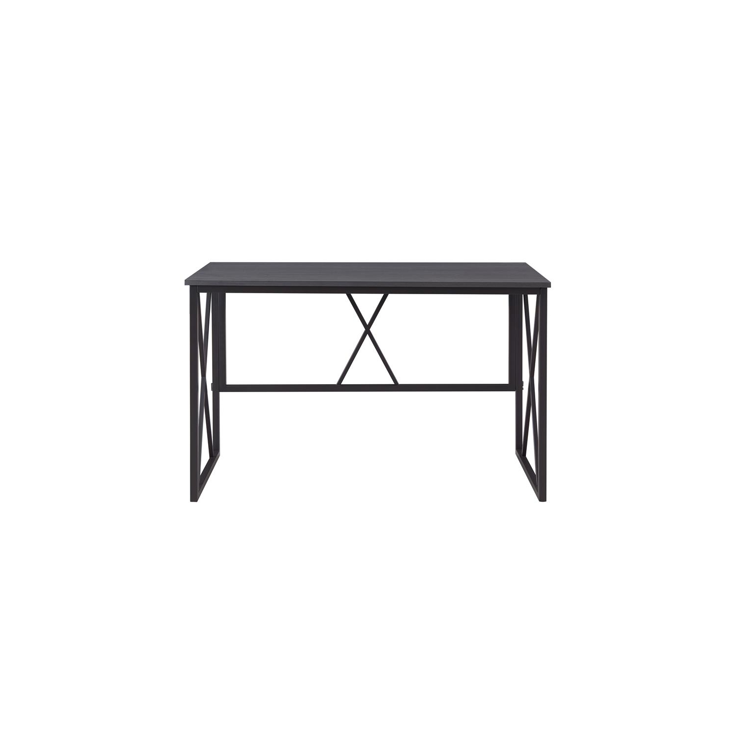 Leick Home 70002-BLKNK Collapsible X Desk - Gray Herringbone/Matte Black