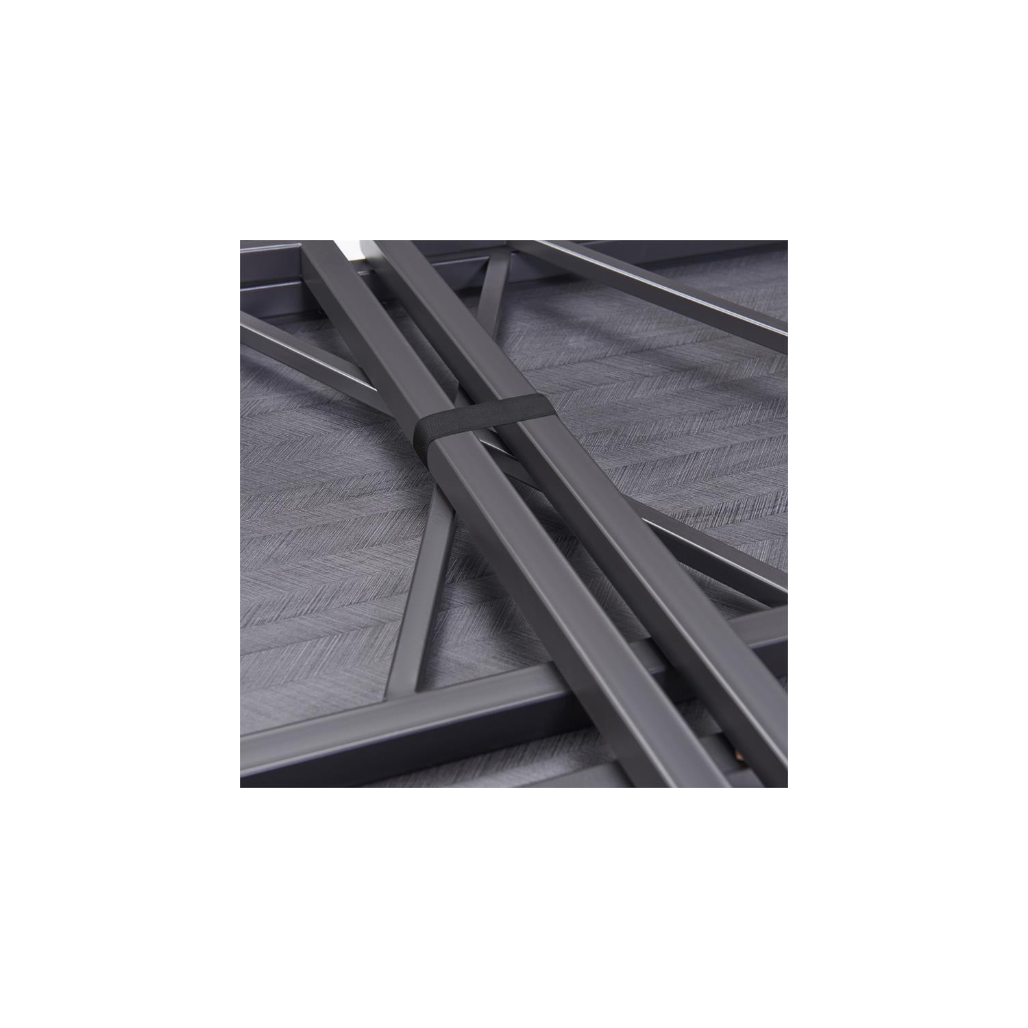 Leick Home 70002-BLKNK Collapsible X Desk - Gray Herringbone/Matte Black