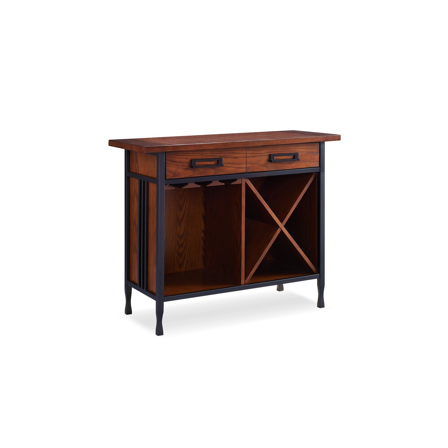 Leick Home Ironcraft Sturdy Wood Mini-bar/Wine Stand in Oak