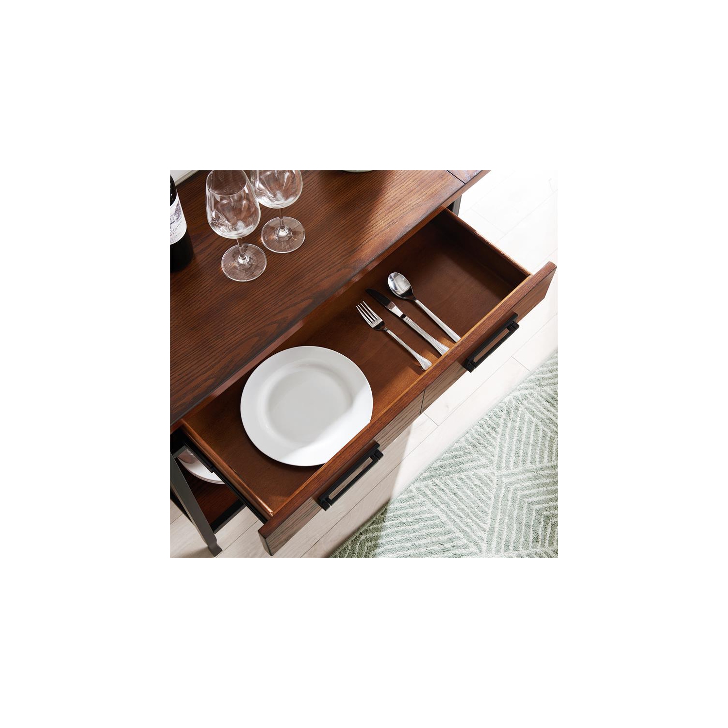 Leick Home Ironcraft Sturdy Wood Mini-bar/Wine Stand in Oak