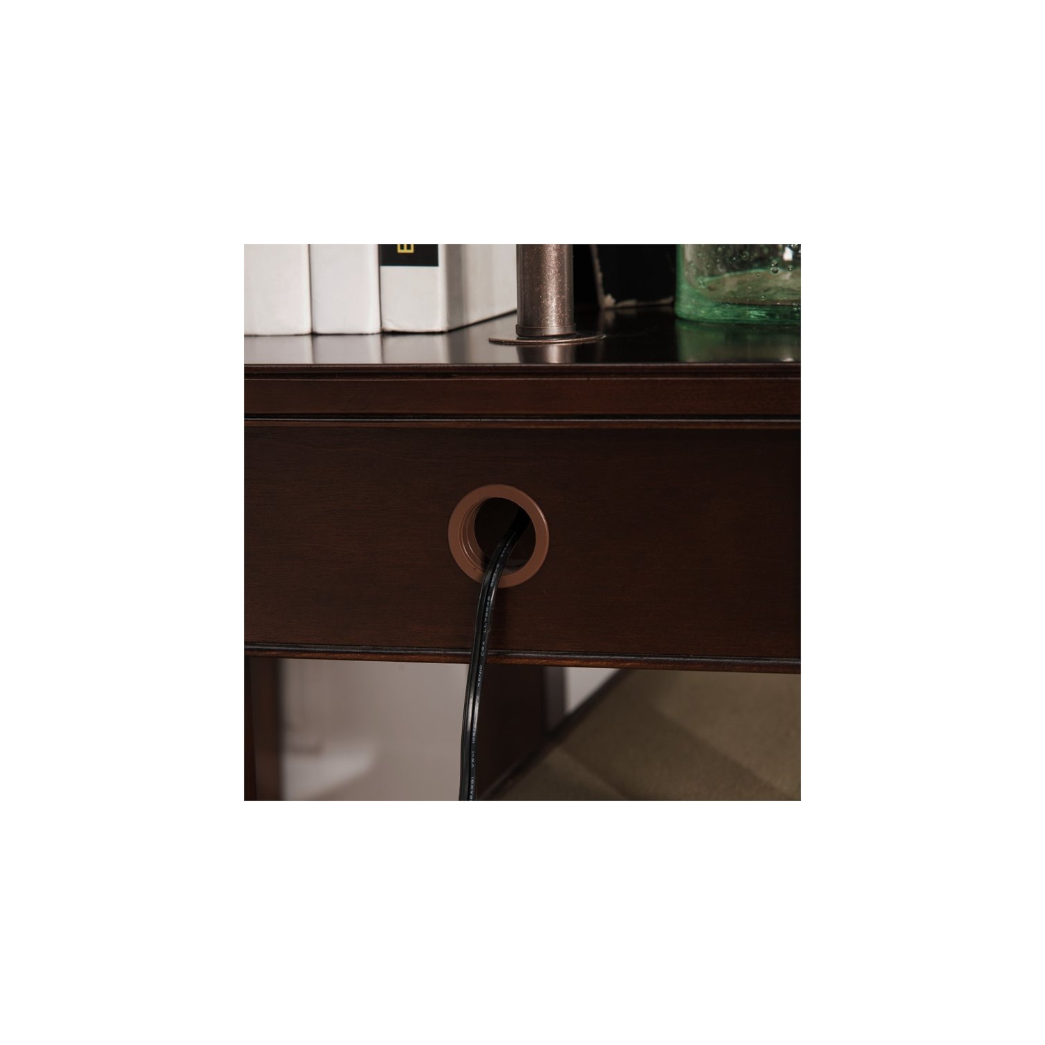 Leick Laurent Pewter End Table with Lamp in Chocolate Cherry