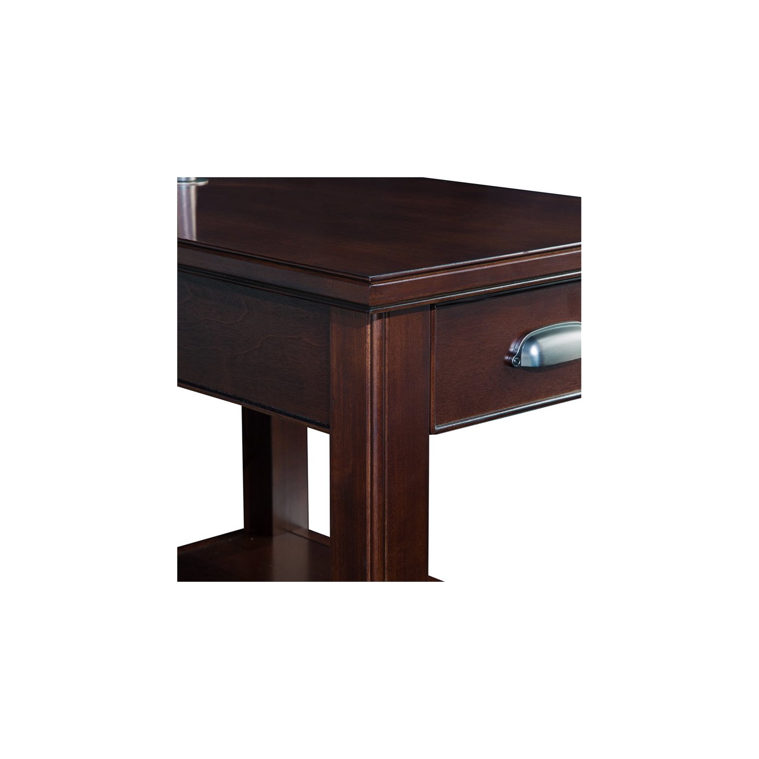 Leick Laurent Pewter End Table with Lamp in Chocolate Cherry