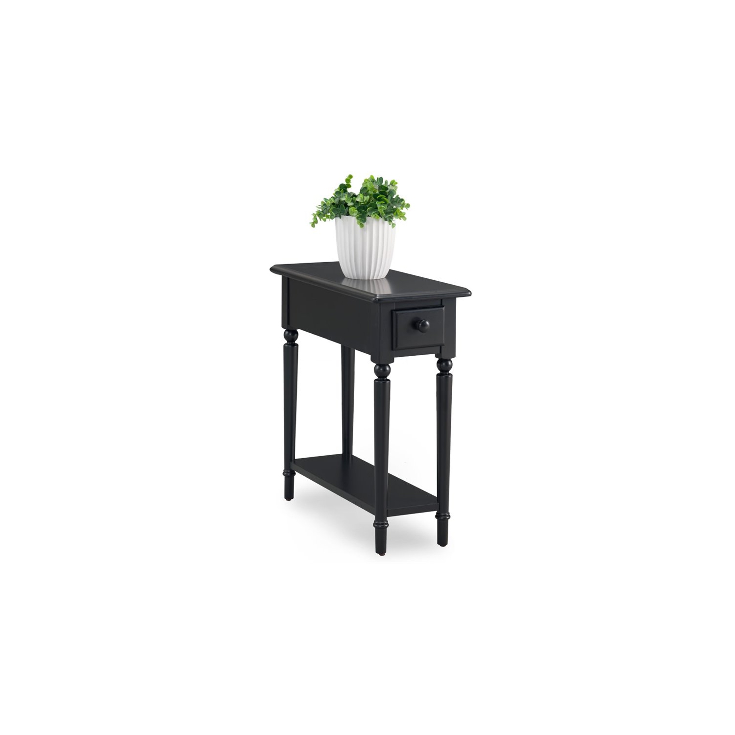 Leick Coastal Notions End Table with Shelf in Swan Black